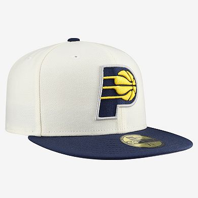 Men's New Era White/Navy Indiana Pacers Chrome Two-Tone 59FIFTY Fitted Hat