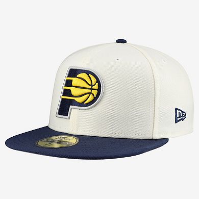 Men's New Era White/Navy Indiana Pacers Chrome Two-Tone 59FIFTY Fitted Hat