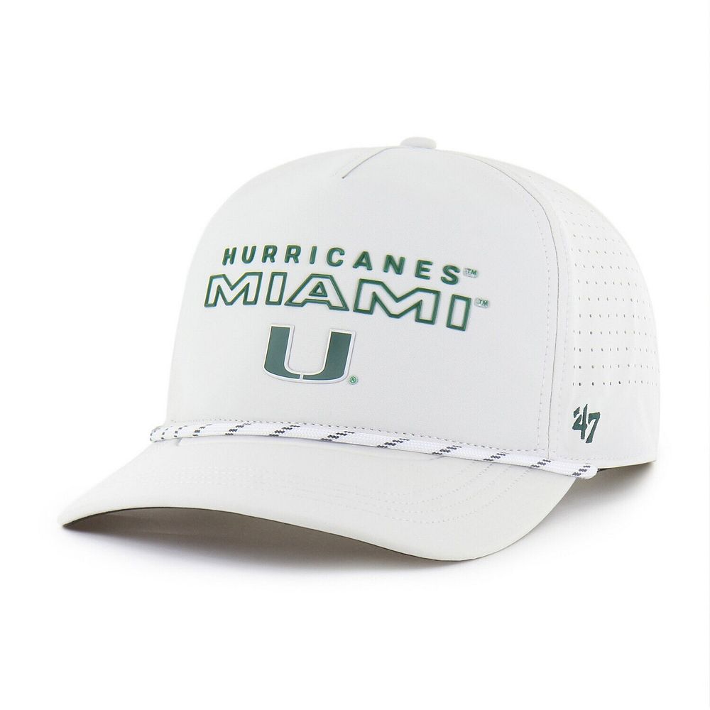Men's '47 White Miami Hurricanes Forward Vent Hitch Rope Adjustable Hat