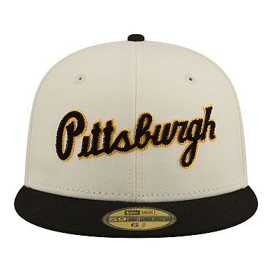 Men's New Era Cream Pittsburgh Pirates Two-Tone Stitch 59FIFTY Fitted Hat
