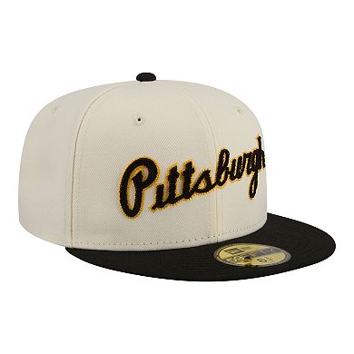 Men's New Era Cream Pittsburgh Pirates Two-Tone Stitch 59FIFTY Fitted Hat