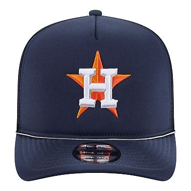 Men's New Era Navy Houston Astros Worn A-Frame 9FIFTY Trucker Snapback Hat