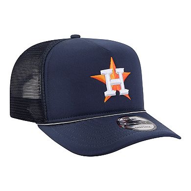 Men's New Era Navy Houston Astros Worn A-Frame 9FIFTY Trucker Snapback Hat