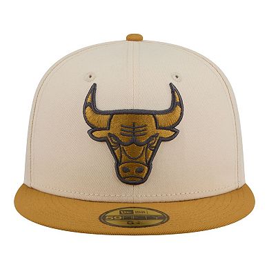 Men's New Era Cream/Tan Chicago Bulls Two-Tone Color Pack 59FIFTY Fitted Hat