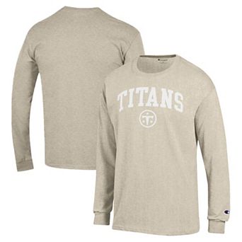 Men's Champion Oatmeal Tennessee Titans Arch Over Logo Long Sleeve T-Shirt