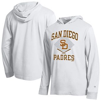 Men's Champion White San Diego Padres Cooperstown Hooded Long-Sleeve T-Shirt