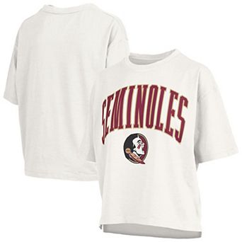 Women's Pressbox White Florida State Seminoles Plus Size Nelson Motley Crew Oversized Slub T-Shirt