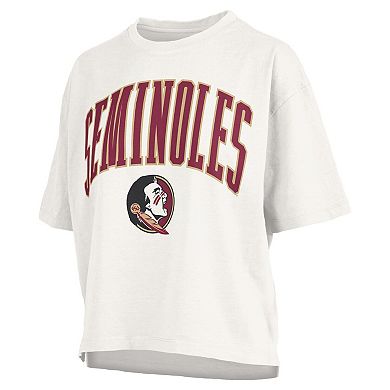 Women's Pressbox White Florida State Seminoles Plus Size Nelson Motley Crew Oversized Slub T-Shirt