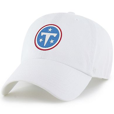 Men's '47 White Tennessee Titans Primary Logo Clean Up Adjustable Hat