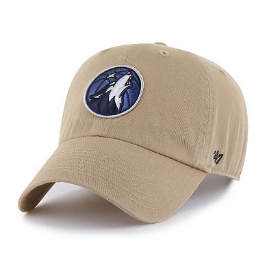 Men's '47 Khaki Minnesota Timberwolves Logo Clean Up Adjustable Hat