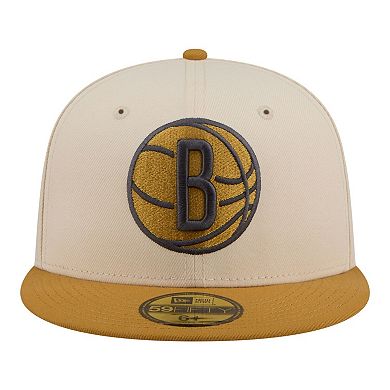 Men's New Era Cream/Tan Brooklyn Nets Two-Tone Color Pack 59FIFTY Fitted Hat
