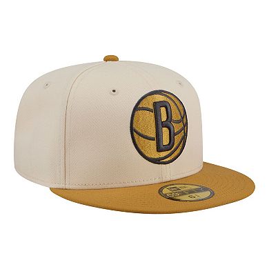 Men's New Era Cream/Tan Brooklyn Nets Two-Tone Color Pack 59FIFTY Fitted Hat