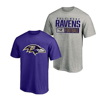 Men's Fanatics Heather Gray/Purple Baltimore Ravens Big & Tall 2-Pack T-Shirt Set