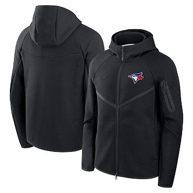 Men's Nike Black Toronto Blue Jays Tech Fleece Raglan Full-Zip Windrunner Hoodie