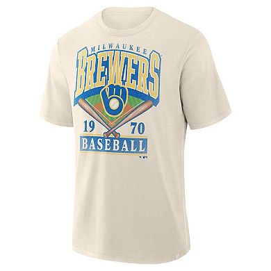 Men's Profile Cream Milwaukee Brewers Big & Tall Screen Print T-Shirt