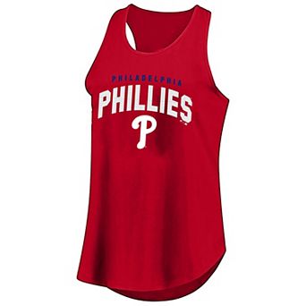Women's Profile Red Philadelphia Phillies Plus Size Wordmark Racerback Scoop Neck Tank Top