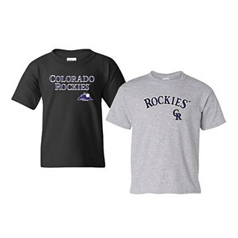 Youth Soft as a Grape Black/Gray Colorado Rockies 2-Pack Logo T-Shirt Set
