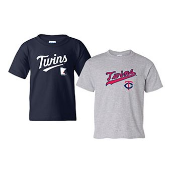 Youth Soft as a Grape Navy/Gray Minnesota Twins 2-Pack Logo T-Shirt Set