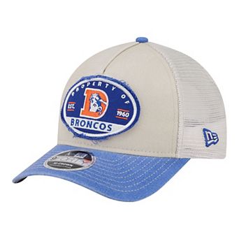 Men's New Era Natural Denver Broncos Frayed M-Crown A-Frame 9FORTY Adjustable Hat