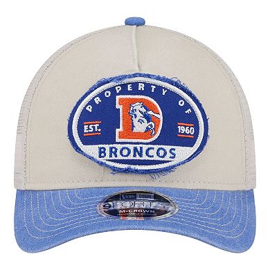 Men's New Era Natural Denver Broncos Frayed M-Crown A-Frame 9FORTY Adjustable Hat