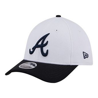 Youth New Era White/Navy Atlanta Braves Baseball 39THIRTY M-Crown Flex Hat