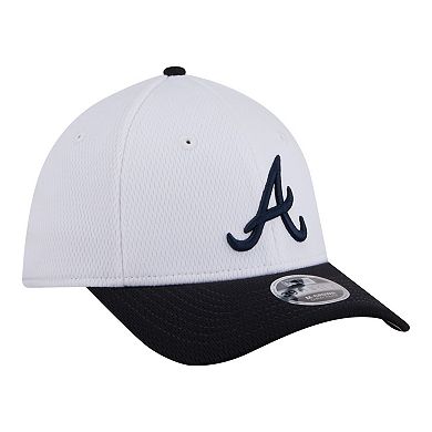Youth New Era White/Navy Atlanta Braves Baseball 39THIRTY M-Crown Flex Hat