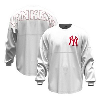 Women's Fanatics White New York Yankees Baseball Stitch Spirit Jersey Long Sleeve T-Shirt