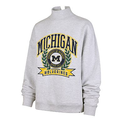 Women's '47 Gray Michigan Wolverines Laurel Arch Mock Neck Sweatshirt