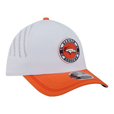 Men's New Era White/Orange Denver Broncos Patch 39THIRTY A-Frame M-Crown Perforated Flex Hat