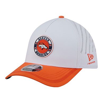 Men's New Era White/Orange Denver Broncos Patch 39THIRTY A-Frame M-Crown Perforated Flex Hat
