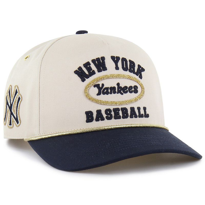 Men's '47 x Stoney Clover Lane Natural/Navy New York Yankees Glitter Rope Hitch Adjustable Hat, Beige