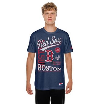 Men's New Era Navy Boston Red Sox Oversized Throwback Distressed T-Shirt