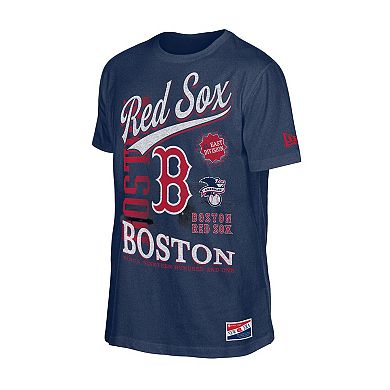 Men's New Era Navy Boston Red Sox Oversized Throwback Distressed T-Shirt