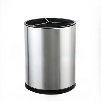 Zoulao 360° Rotating Stainless Steel Utensil Holder, Large 3-Compartment Caddy for Counter