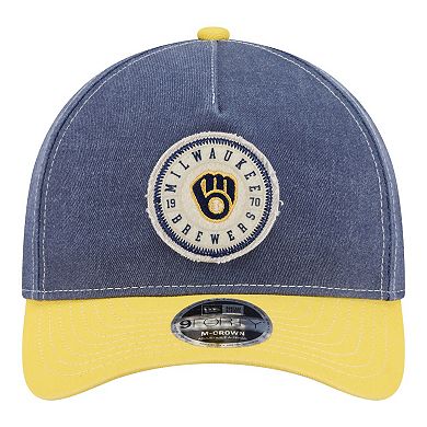 Men's New Era Navy/Gold Milwaukee Brewers Felt M-Crown 9FORTY Adjustable Hat