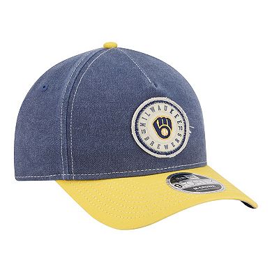 Men's New Era Navy/Gold Milwaukee Brewers Felt M-Crown 9FORTY Adjustable Hat
