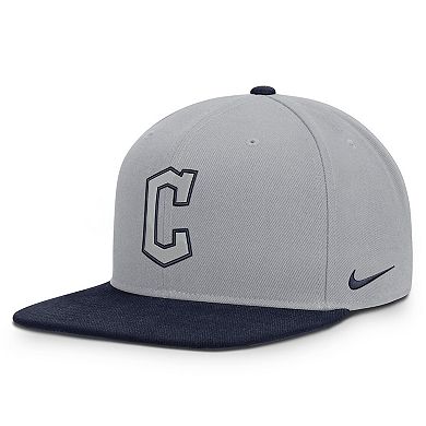 Men's Nike Gray/Navy Cleveland Guardians Primetime Pro Dri-FIT Snapback Hat