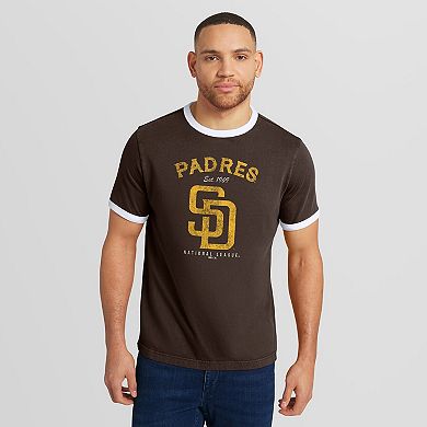 Men's Darius Rucker Collection by Fanatics Brown San Diego Padres Washed Ringer T-Shirt