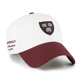 Men's '47 White/Crimson Harvard Crimson Contemporary Basics Two Tone Clean Up Adjustable Hat