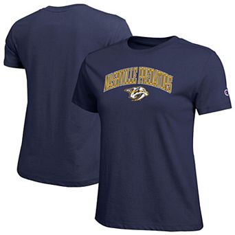 Women's Champion Navy Nashville Predators Arch Mascot Logo T-Shirt