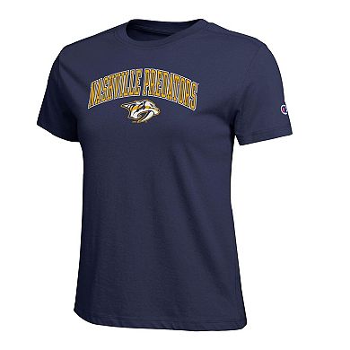 Women's Champion Navy Nashville Predators Arch Mascot Logo T-Shirt