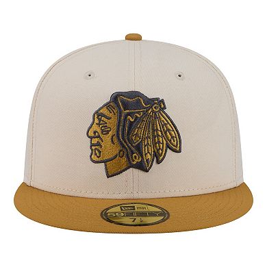 Men's New Era Cream/Tan Chicago Blackhawks Colorpack Two-Tone 59FIFTY Fitted Hat