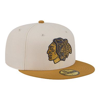 Men's New Era Cream/Tan Chicago Blackhawks Colorpack Two-Tone 59FIFTY Fitted Hat
