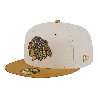 Men's New Era Cream/Tan Chicago Blackhawks Colorpack Two-Tone 59FIFTY Fitted Hat