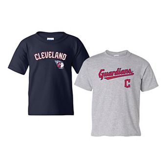 Youth Soft as a Grape Navy/Gray Cleveland Guardians 2-Pack Logo T-Shirt Set