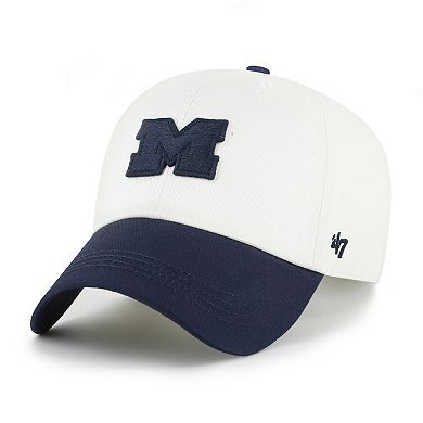 Men's '47 White/Navy Michigan Wolverines Contemporary Basics Two Tone Clean Up Adjustable Hat