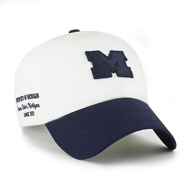 Men's '47 White/Navy Michigan Wolverines Contemporary Basics Two Tone Clean Up Adjustable Hat
