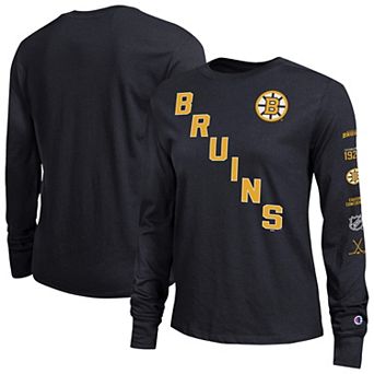 Women's Champion Black Boston Bruins 2-Hit Long Sleeve T-Shirt