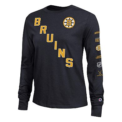 Women's Champion Black Boston Bruins 2-Hit Long Sleeve T-Shirt