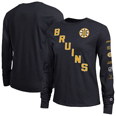 Women's Champion Black Boston Bruins 2-Hit Long Sleeve T-Shirt